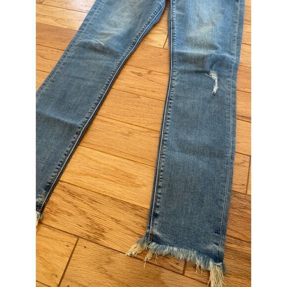 Lucky Brand Bridgette Skinny Womens mid-rise distressed frayed hem jeans sz 2/26 - Picture 2 of 11